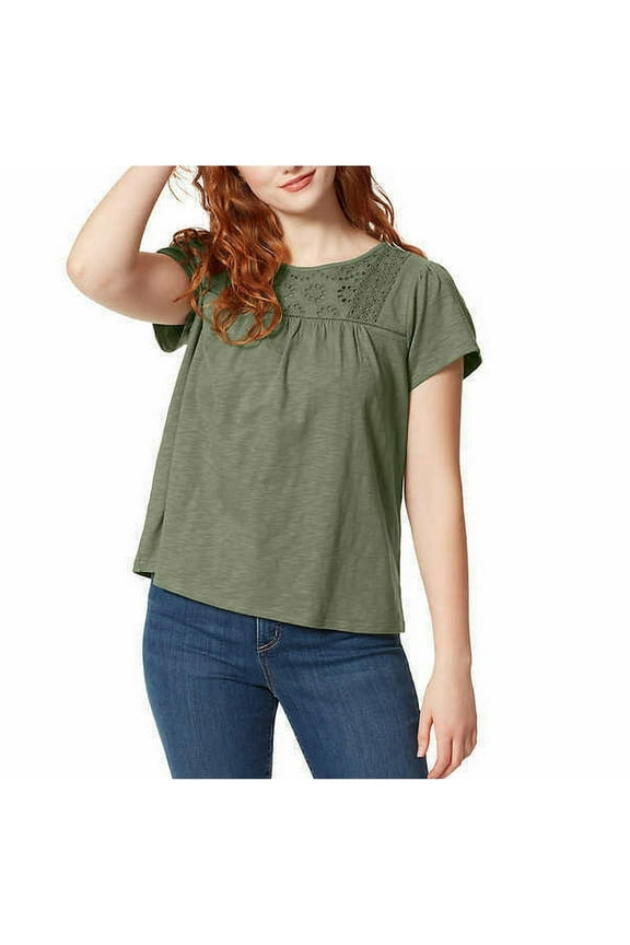 Womens Eyelet Top Olive 60% Cotton/40% Modal Small