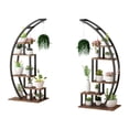 thumbnail image 7 of Ataucjin Plant Stand Indoor 2 Pack,5 Tier Tall Metal Indoor Plant Stand, Half Moon Shape Garden Plant Holder, Round Flower Shelf Rack with 4 Hanging Hooks Stylish Tiered Flower Storage Rack Tall Metal, 7 of 7