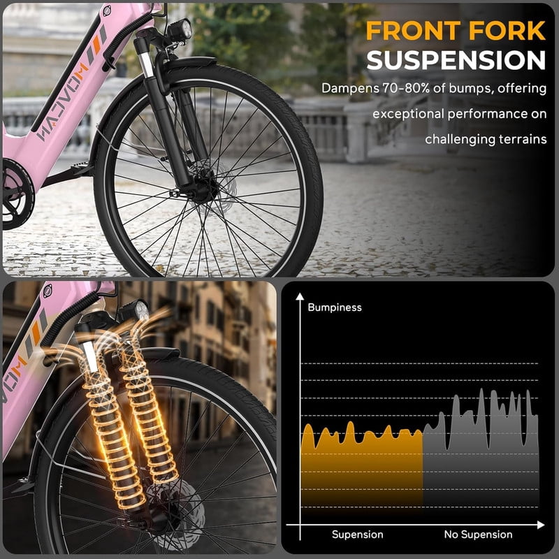 Movcan V80 All-Terrain Electric Bike - 1000W Motor, Dual Disc Brakes, 26" Tires