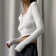 thumbnail image 3 of Top plisado Slim Fit Estilo sexy Ladies Bodycon Top Color sólido Streetwear Outfit Hugtrwg Para estrenar, 3 of 9