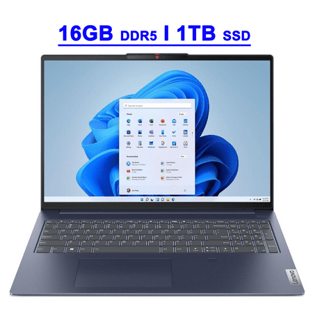 Lenovo IdeaPad Slim 5 Premium Business AI PC Laptop 16" FHD+ IPS Touchscreen AMD 8-core Zen 4 Ryzen 7 8845HS 16GB DDR5 1TB SSD Backlit Fingerprint USB-C FHD Privacy Camera Win11 Blue