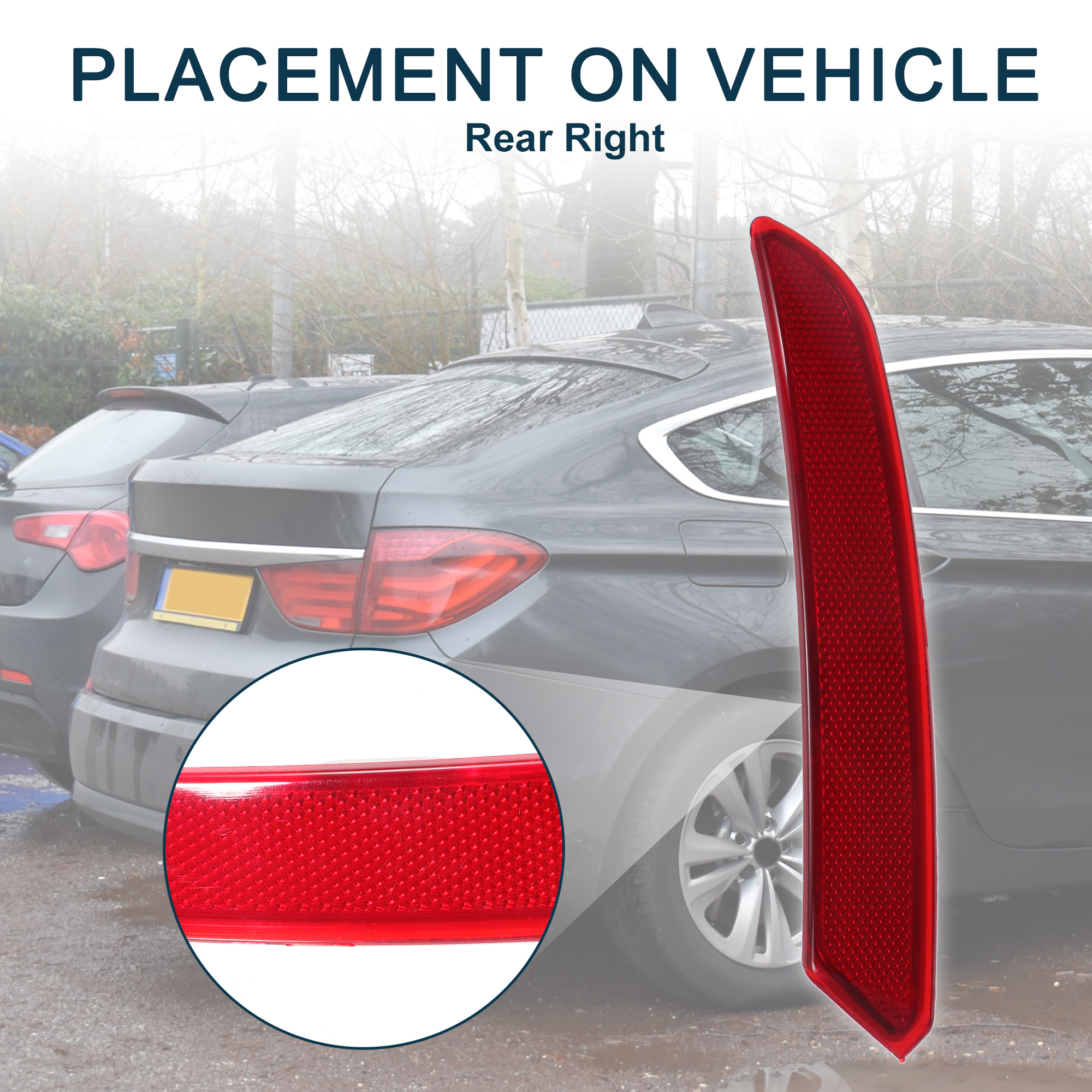 Unique Bargains Bumper Reflector for BMW 535i GT 2010-2013 Rear Right Side Marker 1pc