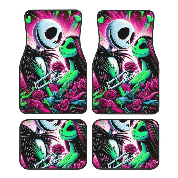 Gokiu The Nightmare Before Christmas Car Floor Mats Set of 4 Universal Fit Automotive All-Weather Mats with Non-Slip Rubber Backing for SUV, Sedan, Van Car Accessories