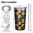 thumbnail image 4 of Black Sunflower 10oz Tumblers Stainless Steel Tumbler with Lid and Straw,Vacuum Insulated Double Wall Travel Tumbler Cups with Cleaning Brush for Coffee, Tea, 4 of 4