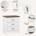 thumbnail image 2 of Farmhouse Nightstand with Charging Station, 3 Drawers Bedside Table for Bedroom for Adults, White Brown, 2 of 7