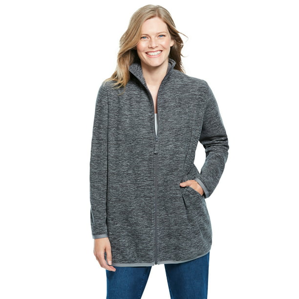 Woman Within - Woman Within Women's Plus Size Zip-Front Microfleece ...