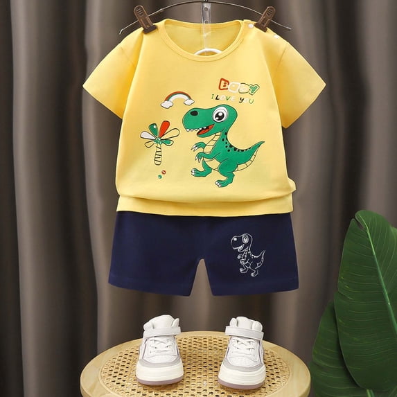Boy Outfits Summer 2 Piece Short Sleeve Casual Ages 1 7 Breathable Sets Boys Clothes
