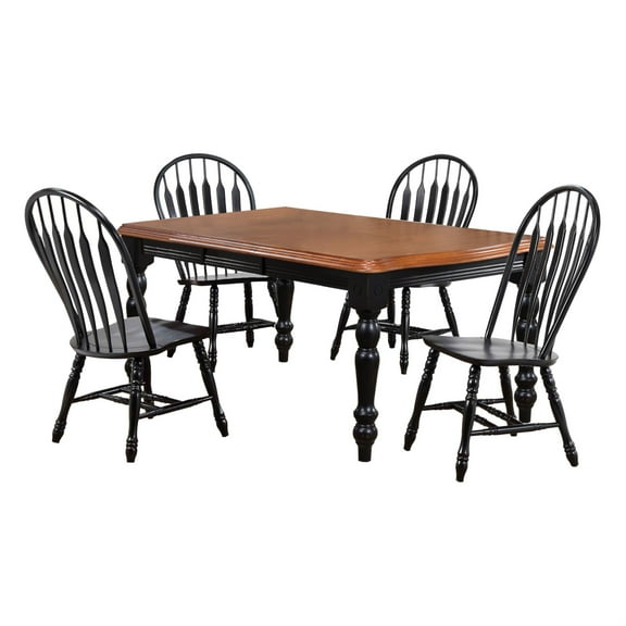 Sunset Trading Black Cherry Selections 5PC Extendable Wood Dining Set in Black