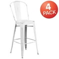 thumbnail image 4 of BizChair Commercial Grade 4 Pack 30" High Distressed White Metal Indoor-Outdoor Barstool with Back, 4 of 15