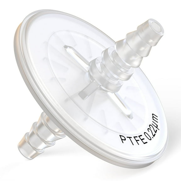 Air Venting Filter Sterile PTFE Hydrophobic Filter Disc 50mm 0.22μm with 7mm-13mm Stepped Hose and Barb Female Luer for Air Filtration, Individually Packed (1pcs)