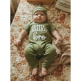 thumbnail image 5 of BemeyourBBs Newborn Baby Boy Little Brother Outfits Cute Little Bro Letters Rib Romper Short Sleeve Full Length Jumpsuit Hat Infant Spring Summer Clothes, 5 of 9