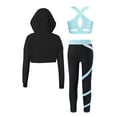 thumbnail image 2 of Oyolan Kids 3 Piece Gymnastics Outfit Tracksuit Girls Crop Hoodie Sweatshirt and Yoga Leggings Set Light Blue 6, 2 of 6