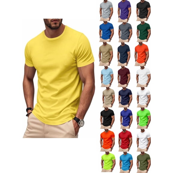 DayScoop T-Shirts for Men Casual Crew Neck Tee Solid Color Big & Tall Short Sleeve Summer Fitness Quick-Drying Comfy Fashion Tops
