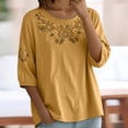 thumbnail image 5 of Kelon Womens Summer Tops Short Womens 3/4 Length Sleeve Cowl Neck Boho Tops Work Office Solid Blouses, L, 5 of 9