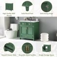 thumbnail image 5 of 30'' Bathroom Vanity with Resin Sink, Solid Wood Frame Bathroom Storage Cabinet with Soft Closing Doors, Retro Style, Green (Same as SW000118AAF), 5 of 9