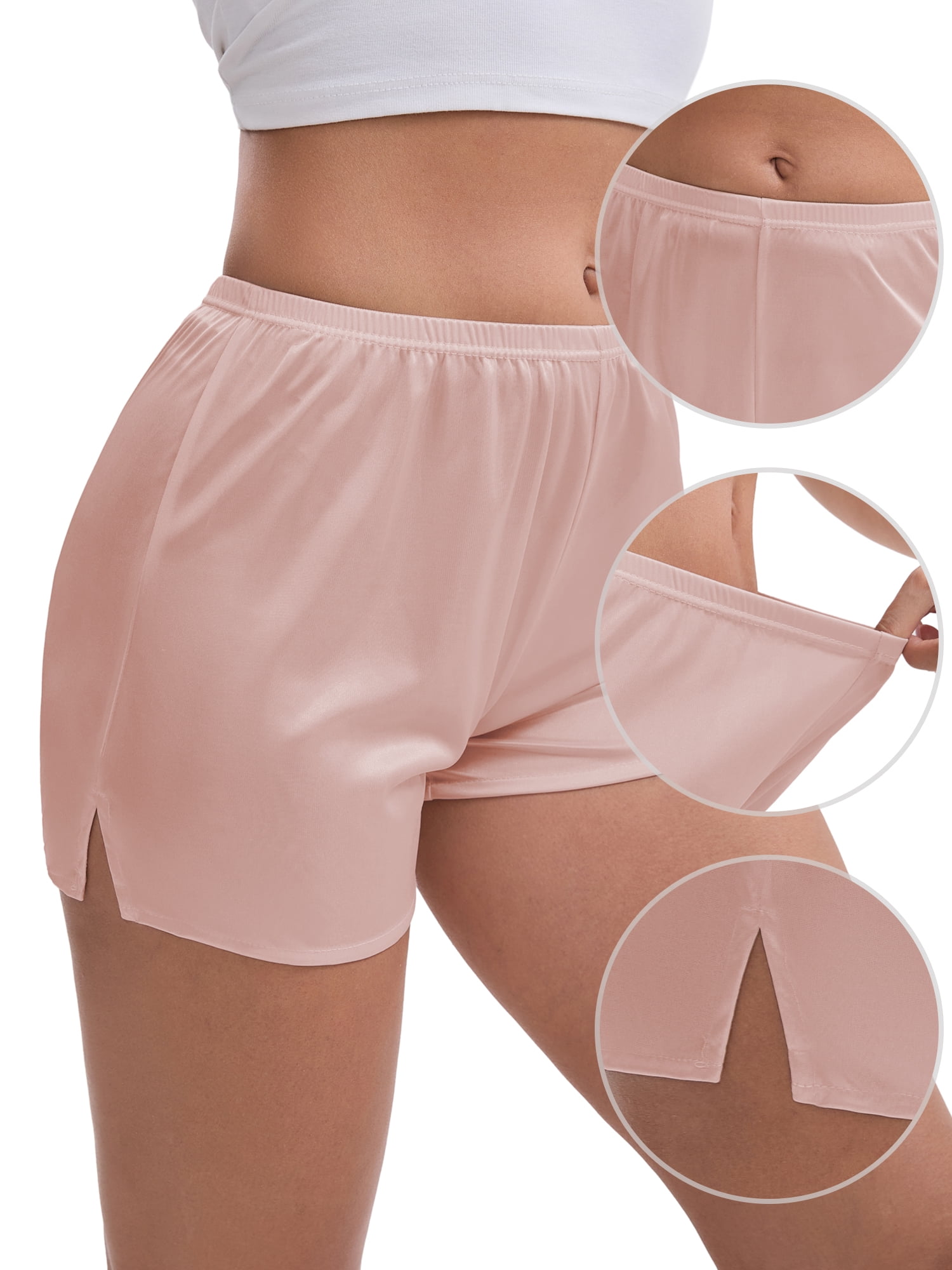 DARING DIVA Women's Ice Silk Smooth Slip Shorts for Lounge and Pettipants M Pink