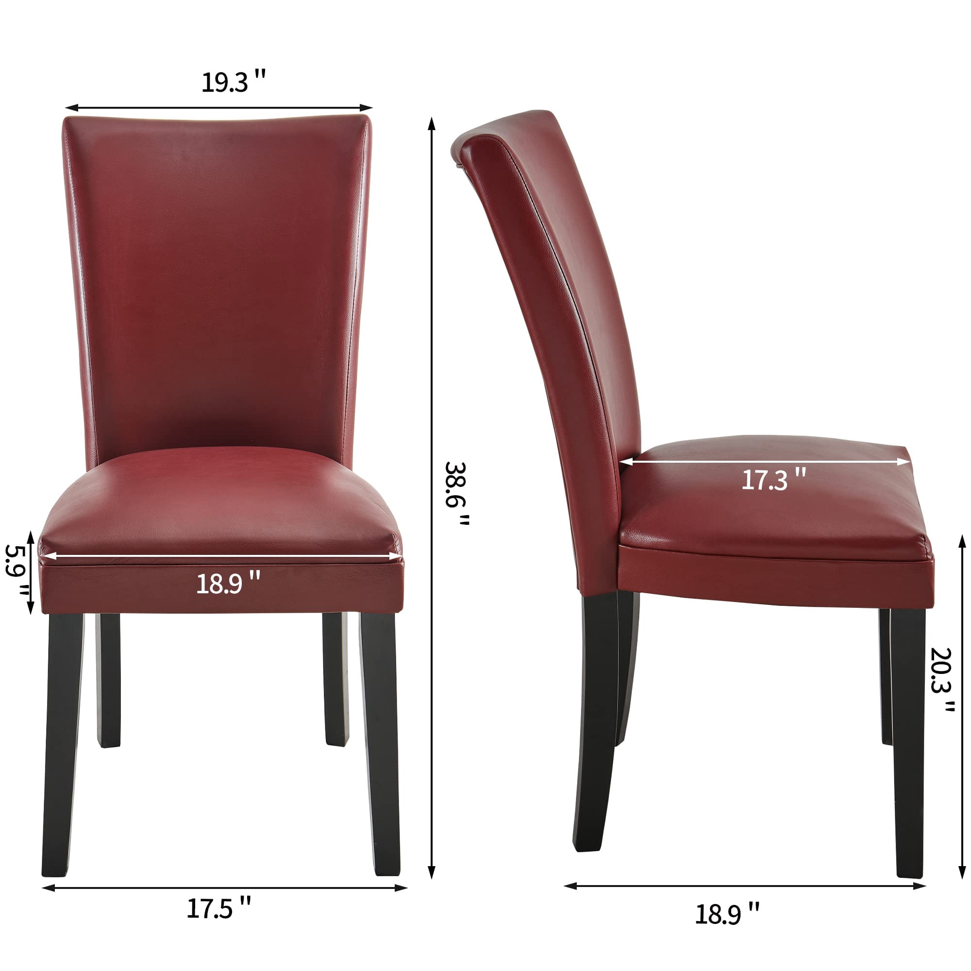 JESONVID Faux Leather Upholstered Parsons Dining Chairs, Red (Set of 2)