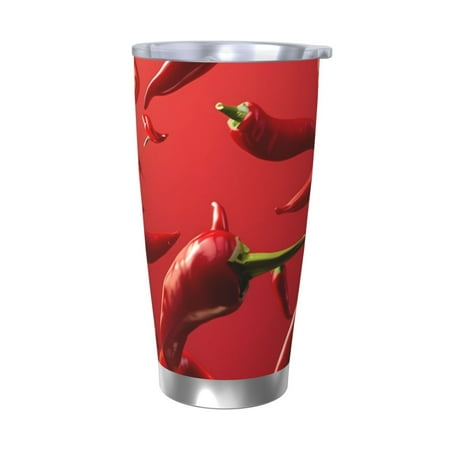 

Tideii Floating Red Chili Peppers for 20OZ Car Cup Stainless Steel Cold and Hot Cup with Lid Suitable for Outdoor and Home Unisex-Without Straw