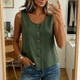 thumbnail image 5 of ClodeEU Women's Scoop Neck Button Down Sleeveless Tank Top,Casual Blouse for Summer Army Green,Women's Plus L, 5 of 9
