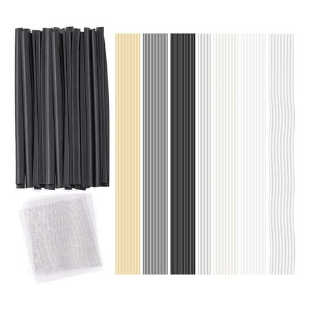 

75Pcs Plastic Welding Rods with Reinforcing Stainless Steel Mesh Kit Types Welding Plastic and Flat Ribbon Welding Rods