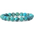 thumbnail image 1 of Bracelet Extensible Unisexe en Perles Rondes 10 mm avec Pierre Précieuse Jaspe Sédiment de Mer Bleu 7 Pouces, 1 of 2