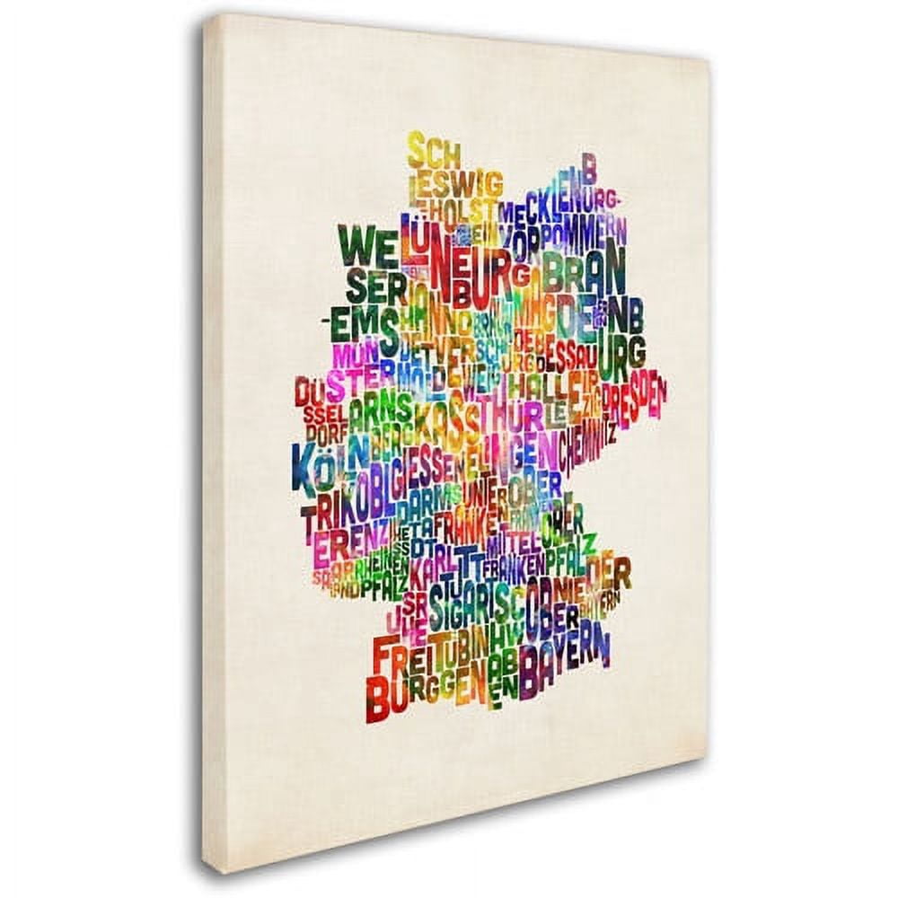 Trademark Art 'Germany Region Text Map 2' Canvas Art by Michael Tompsett