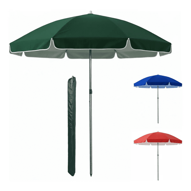 Sombrilla Para Playa Con Base Jardin Patio Alberca Exteriores Plegable 2X1.95 Metros Acero Reforzada Inclinación Manivela Ajustable Ideal Para Potegerte Del Sol VERDE