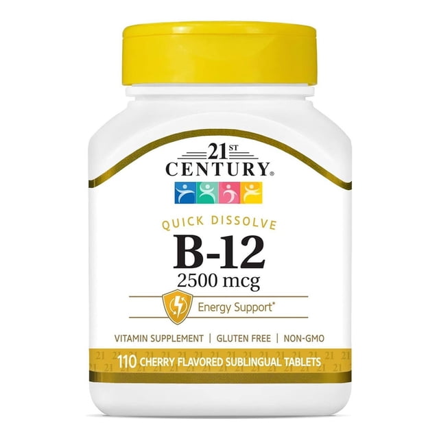 Vitamina B12 Cianocobalamina 2500mcg Sublingual 110 Tabletas 21st Century