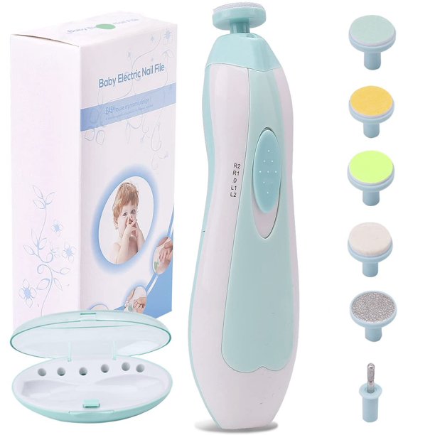 Lima de uñas eléctrica para bebé, juego de manicura con cortaúñas, cuidado de las uñas de los pies seguro para niños pequeños