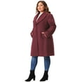 thumbnail image 3 of DARING DIVA Women's Plus Size Winter Outerwear Coat with Shawl Collar 1X Burgundy, 3 of 6