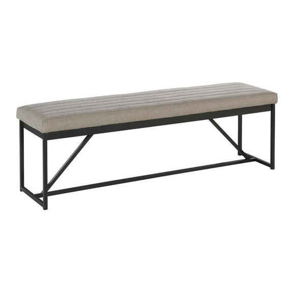 Intercon Furniture Eden 64" Modern Fabric and Metal Backless Bench in Dune Gray