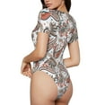 thumbnail image 2 of Saiise Pyjama une-Pièce à Manches Courtes pour Femme à Motif Cachemire Floral, Col Rond, Justaucorps Extensible avec Fermeture à Boutons-Pression - Petit, 2 of 7