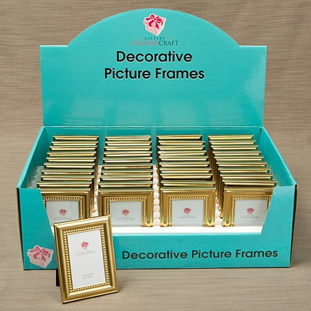 Bold Border Photo Frame - Decorative Shiny Gold Picture Frame with Beaded Inner border Set of 20
