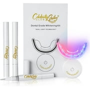Celebrity Smiles Teeth Whitening Kit with 32 Blue/Red LED Lights - 3 Pack Teeth Whitening Gel Pens - BPA Free Wireless Mouthpiece - No Sensitivity, Pain Free and Enamel Safe Formula