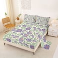 thumbnail image 2 of jejeloiu Retro Floral Bed Sheets For Girls,Mid-Century Pattern Full Size Sheets,Purple Green Cream,4pcs,1 Flat Sheet, 1 Fitted Sheet and 2 Pillowcases, 2 of 6