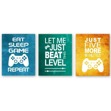 Unframed Funny Video Game Themed Wall Art Print Inspirational Quotes Art  Painting , Set of 3（8 