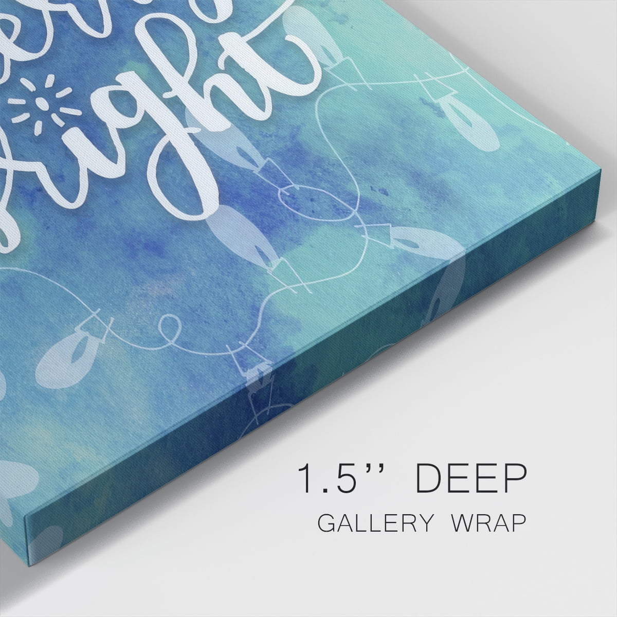 Merry and Bright Twinkle Light Handlettering- Gallery Wrapped Canvas
