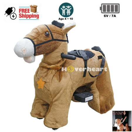 Rechargeable 6V/7A Plush Animal Ride On Toy for Kids (3 ~ 7 Years Old) With Safety Belt (Best Ride On For 4 Year Old Boy)