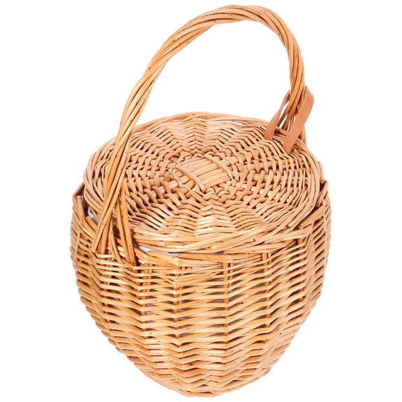 BESTONZON Chocolate Wicker Flower Basket with Handle Portable Handwoven Picnic and Storage Basket