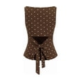 thumbnail image 3 of Women Y2k Polka Dots Boat Neck Tank Top Cute Sleeveless Slim Fitted Side Ruched Tie Back Vest Top Brown M, 3 of 8