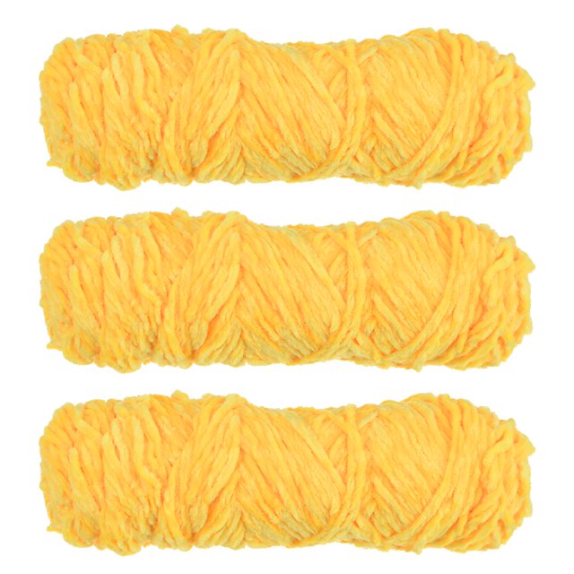 Unique Bargains Chenille 100% Polyester Yellow Yarn, 3 Skeins