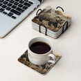 thumbnail image 4 of Drink Coasters Set Of 6 With Holder Bear Walking Through The Wilderness, Surrounded By Mountains And Forests Water Absorbent Ceramic Coasters Tabletop Protection,Suitable For Various Cup,Home Decor, 4 of 4