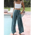 thumbnail image 4 of Women's Summer Linen Blend Palazzo Pants - Wide Leg Trousers with Pockets, Drawstring & Elastic Waist, Lightweight Casual, 4 of 6