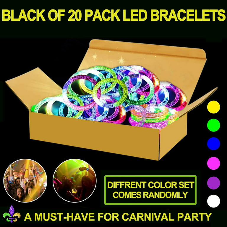 12Pcs Glow Bracelets with 12Pcs Spare Batteries Glow in the Dark