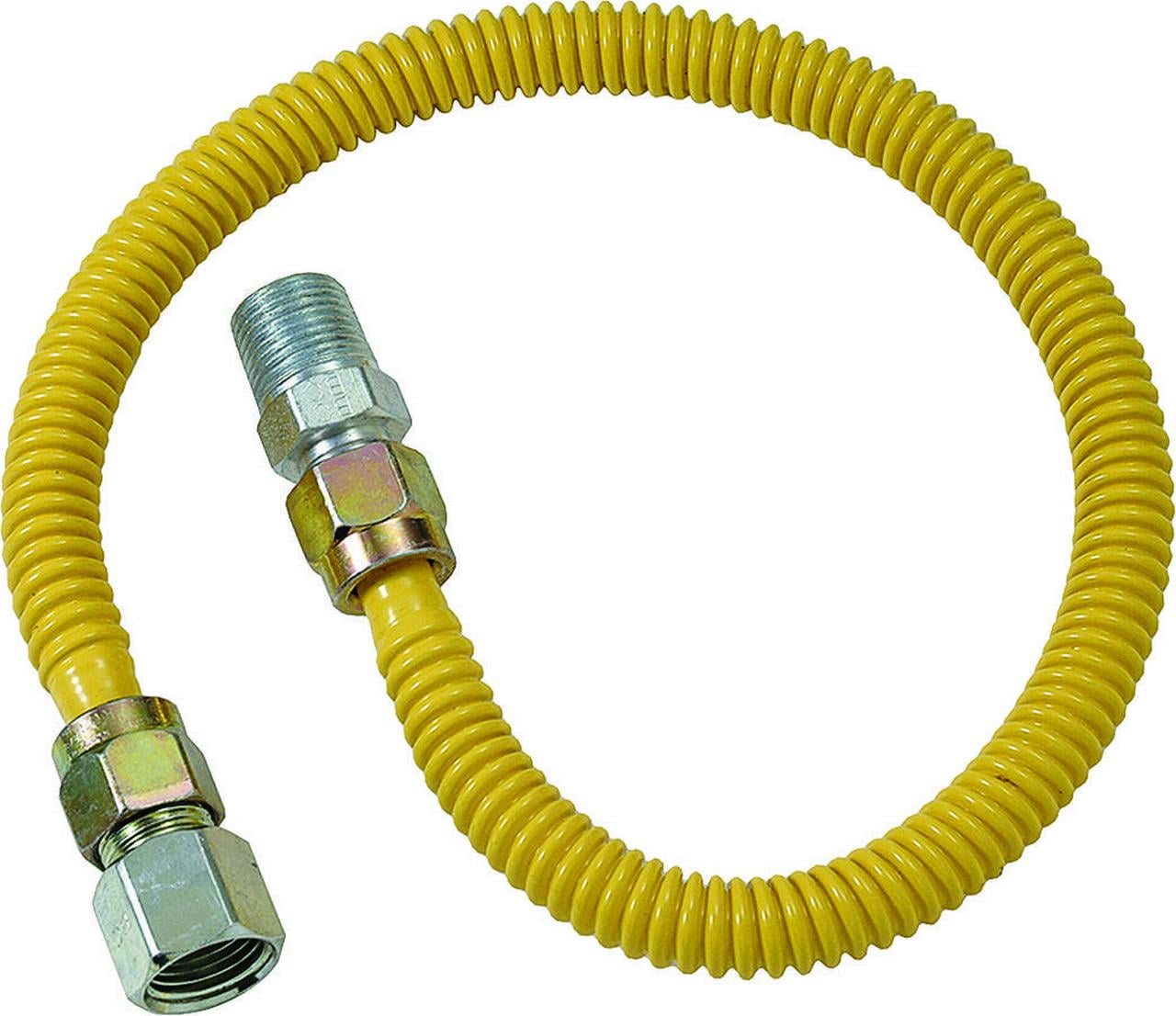 1/2-Inch OD Connector with 1/2-Inch MIP X 1/2-Inch FIP Fittings 36-Inch LASCO 10-1229 Flexible Coated Gas Water Heater Supply Line 