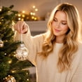 thumbnail image 4 of 9 Pcs Hand‑Painted Christmas Tree Ornaments, 3.14 Inch Plastic Hanging Baubles, Champagne Xmas Balls for Holiday Home Party Decor, 4 of 5