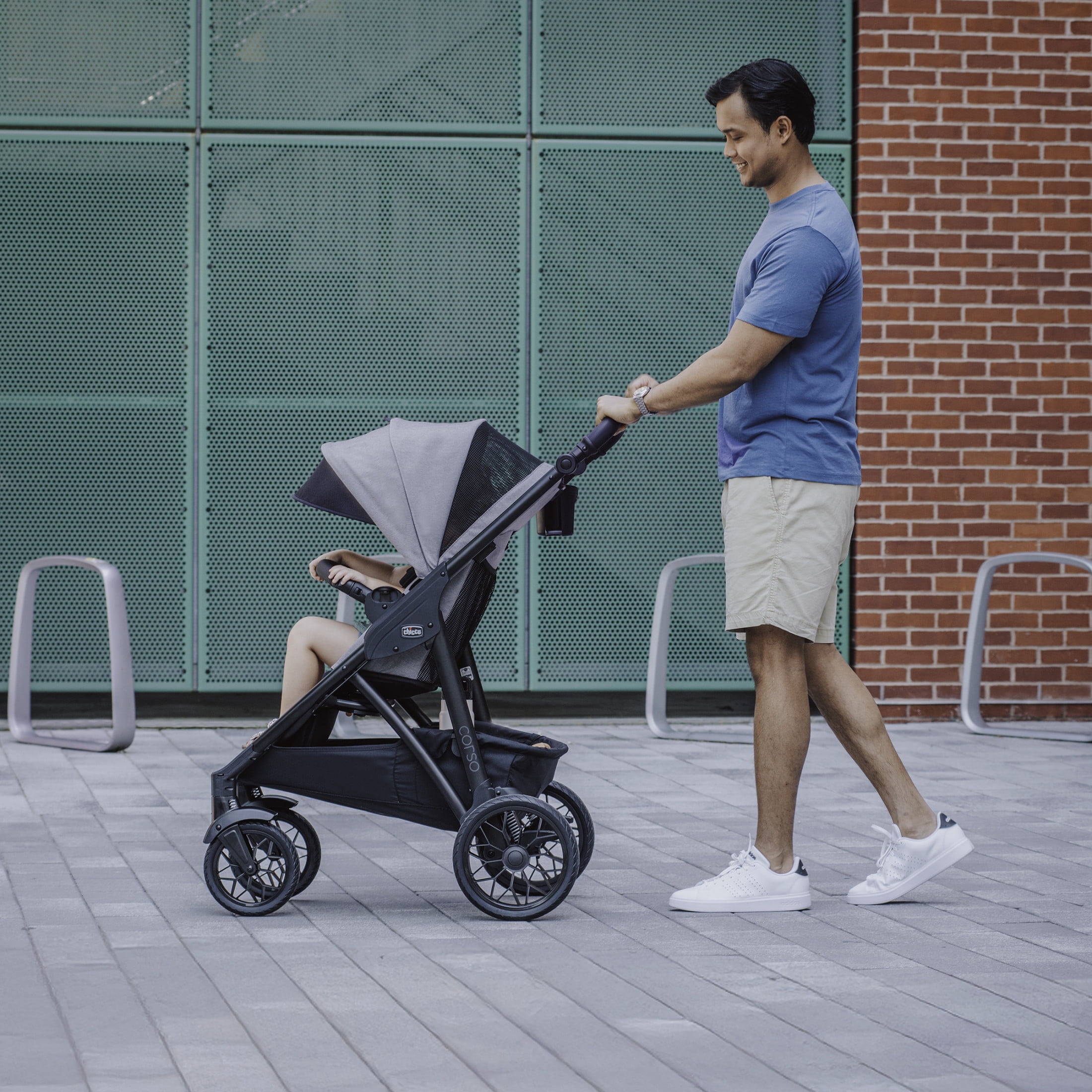 Chicco Corso® LE ClearTex® Modular Travel System with KeyFit® Max ClearTex® Infant Car Seat  - Canyon (Grey), New