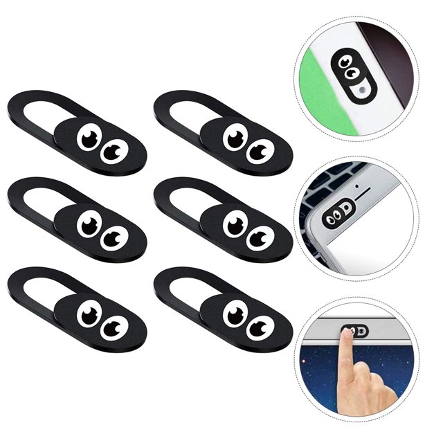 TEHAUX 6PCS Webcam Privacy Protector Black ABS Rectangular For Laptop Everyday Use