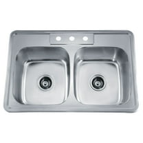 Dawn® Top Mount Equal Double Bowl Sink With Three Pre-cut Faucet Holes