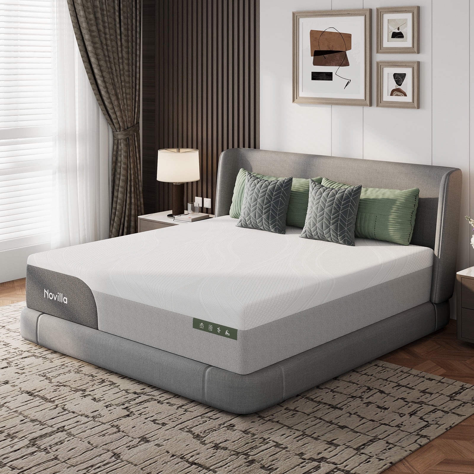 Novilla 14 Inch King Size Mattress, Gel King Memory Foam Mattress in a Box with Cool-Touch Nylon Cover for Cooling Night Sleep, Pain Relief & Spinal Support with Comfort Foam, CertiPUR-US Certified